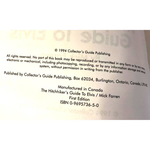 The Hitchhiker's Guide to Elvis Paperback Book by Mick Farren 1994 Collectors - Picture 4 of 4